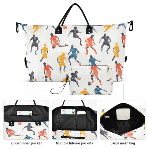 Large Travel Duffel Bag Sports Tote Gym Bag Overnight Weekender Bags Soccer Football Sport Carry On Luggage with Toiletry Bags2