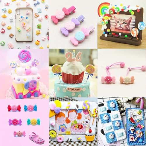 Image of Ulalaza 50pcs Slime Charms Mixed Set Resin Flatback Making Supplies For DIY Craft Making And Ornament Scrapbooking Beads Assorted Candy Fruit Cake Ornament