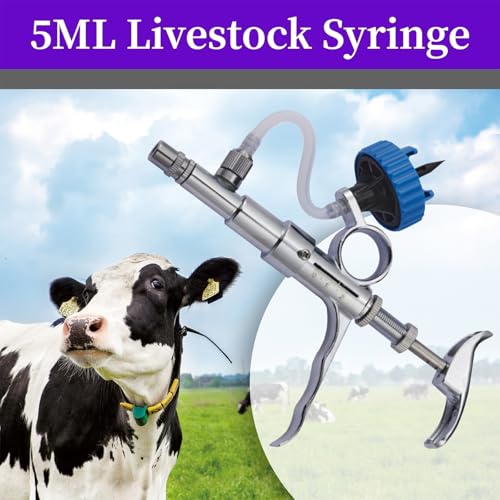 5ML Livestock Syringe Gun, Automatic Self Refill Injection Gun Continuous Adjustable Bottle Attachment Livestock Animal Syringe with 10 Needles, for Chicken, Duck, Pig, Sheep, Cow Poultry by ReuVibk - Image 8