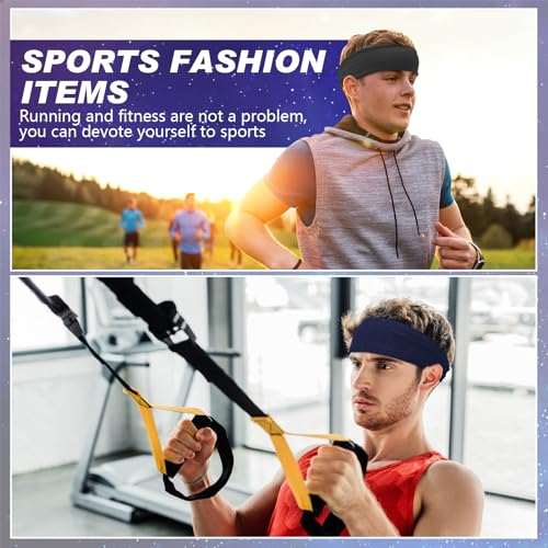 Image of 18 Pcs Sports Sweatbands for Men Women Camo Headbands Workout Non Slip Headbands Breathable Head Band Fitness Stretchy Unisex Hairband for Yoga Running Cycling Ball