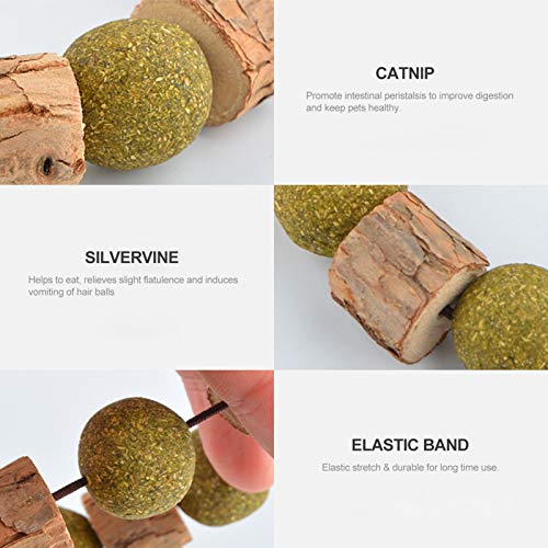 Brinquedos para bolas de gato,Catnip Toys Natural Silvervine Colar Frisado Catnip Chew Toys Mint Gra