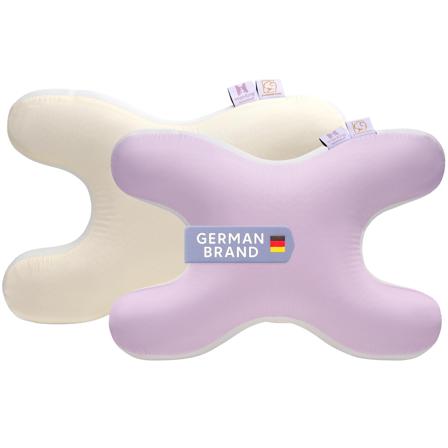 Mantra Satin Edition Anti Falten- Anti-Aging Schönheitskissen für Bauchschläfer und Seitenschläfer inkl. 2 Bezüge Schlafkissen gegen Schlaffalten (Satin Edition)