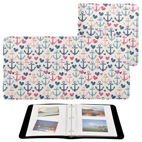 Álbum de Fotos ALAZA Anchor Hearts con Cubierta de Cuero PU Multicolor y 3 Anillos, Libro de Fotos para Bodas, Familia y Viajes miniatura 2