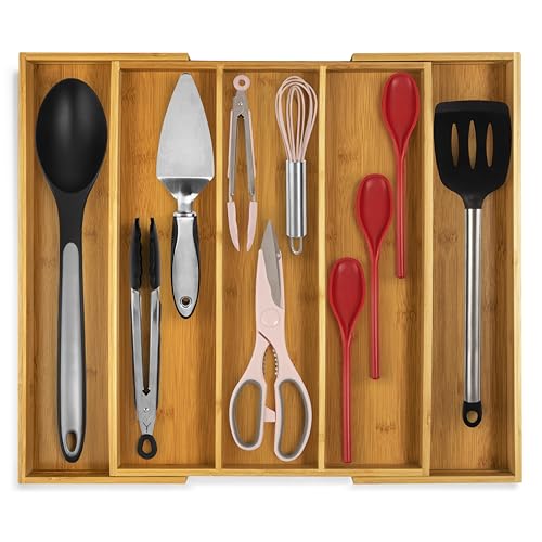 Purawood Kitchen Drawer Organizer - Expandable Utensil Drawer Org...