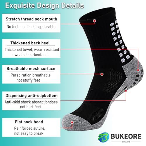 2 Set Anti-Slip Grip Soccer Socks with Shin Guard Sleeves, Sports Athletic Socks for Men Women3