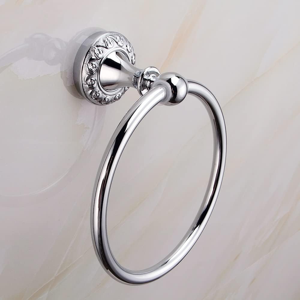 LSLYTQ SUS 304 Stainless Steel Bathroom Accessories, Chrome Plated Towel Ring,Silver Carved Bathroom Towel Holder