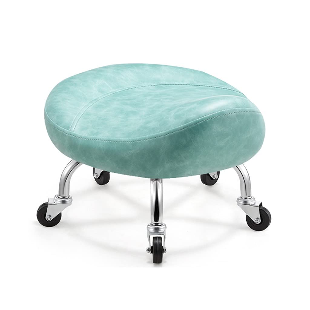 Tabouret Pivotant à Hauteur Réglable Sur Roue, Tabouret Médical Avec Siège En Cuir Synthétique Bleu, Hauteur Réglable 42-55 Cm, Poids Supporté 160 Kg, Tabouret De Selle Inclinable Pour Coiffeur Manic