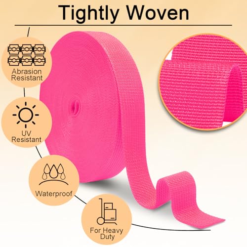 Image of CooBigo 12 Yards Webbing 1 inch & 1.5 inch & 2 inch Polypropylene Webbing Strap 1 Inch 1.5 Inch 2 Inch Wide Webbing Strapping for Bags /Lawn Chair /Pool Solar Cover DIY Crafting