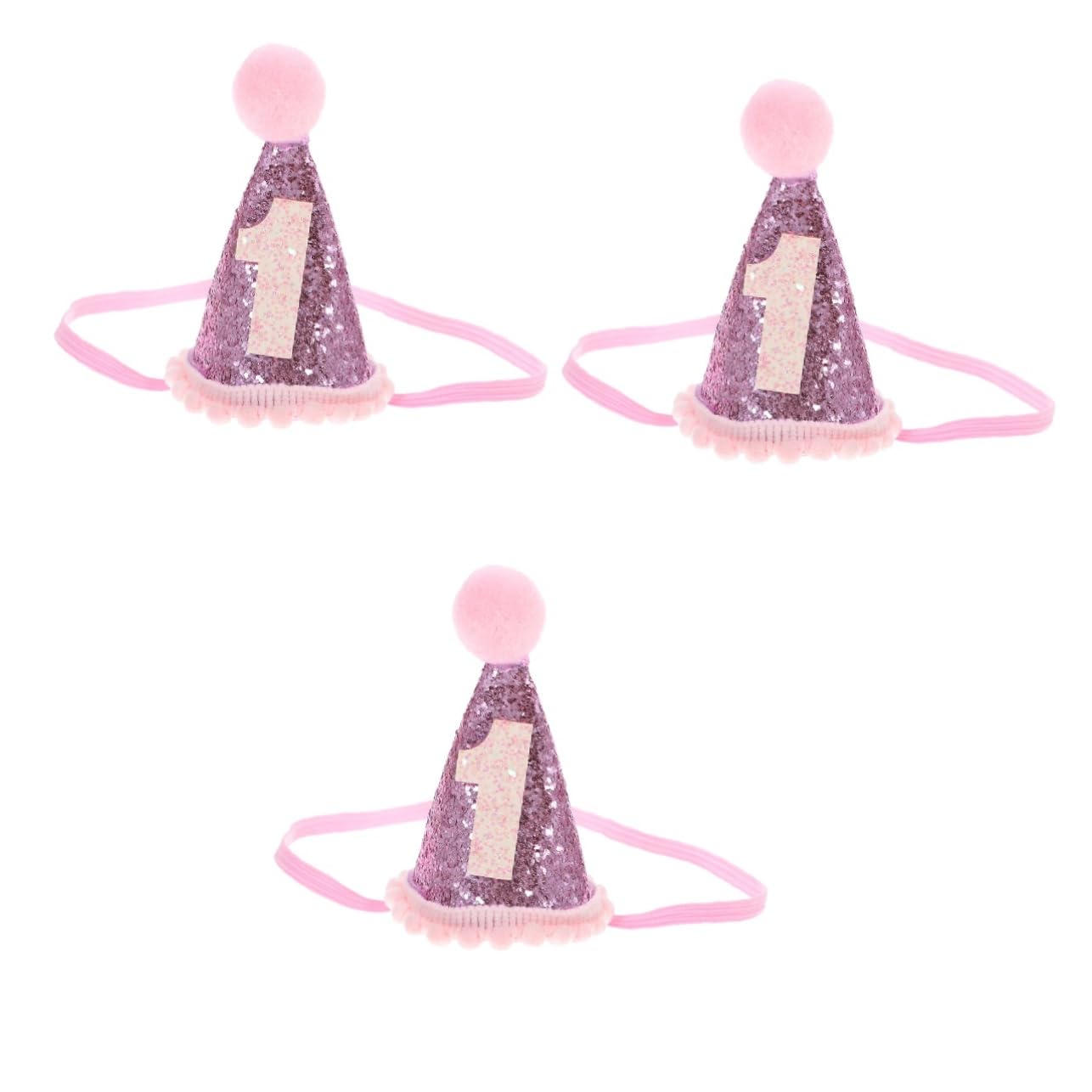 SAFIGLE 3pcs Birthday Party Hat Baby Birthday Photo Props Birthday Hats for Kids 1st Birthday Hat Headband Newborn Bonnet Birthday Hat Hairband Artificial Leather Headgear Popularity Child