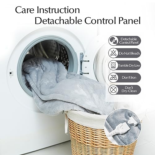 Electric Heated Blanket Twin Size, Soft and Cozy Thickened Flannel and Sherpa Electric Blanket for Bed, Automatic Safety System 6 Heating Levels & 10 Hours Auto-Off, 62"x84" Violet Grey