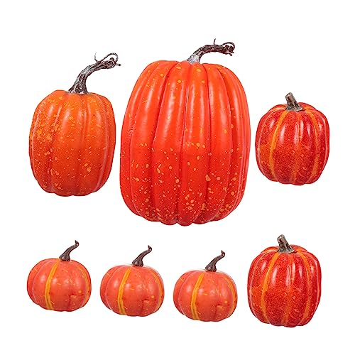 OUNONA 7pcs Pumpkin Model Ornaments Thanksgiving Ornament Large Pumpkin Portable Letters Stamp Farmhouse Pumpkins Yellow Squash Decor Halloween Pumpkin Model Foam Little Pumpkin Assorted