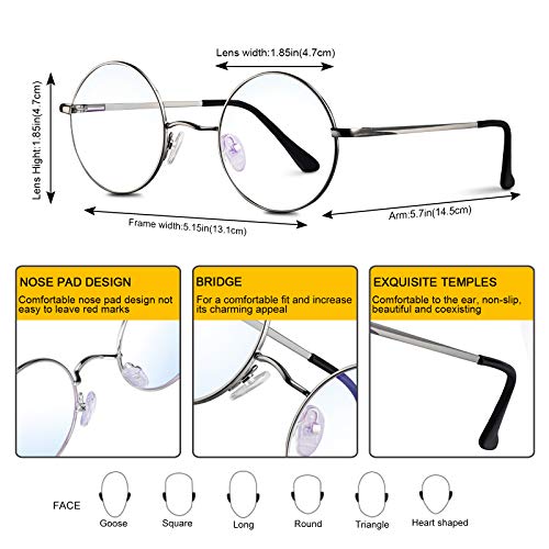 Image of Brigtlaiff Round Blue Light Blocking Glasses for Men Women, Computer Gaming TV Glasses Anti Eyestrain with Metal Frame