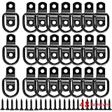 24 Pack D Rings Tie Down Anchors Hooks Heavy Duty 1/4' Trailer Anchor Lashing Rings 2400 lbs for Trailer Truck Bed Cargo Bracket Enclosed Points Pickup Camper Tie Down Straps