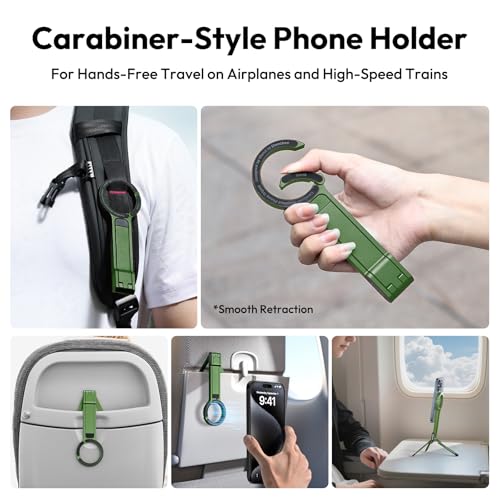 Image of ULANZI MA30 Magnetic Phone Tripod Stand for iPhone - Aluminium Maglock Smartphone Mini Tripod Pocket Cell Phone Stand Strong Magnet Quick Mount Compatible with iPhone 16 15 14 13 12 Series, Green