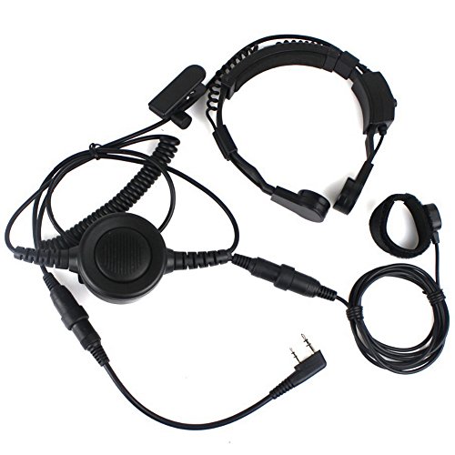 KENMAX Military Covert Earpiece Grade Tactical Throat Mic Armpit PTT Headset with Finger