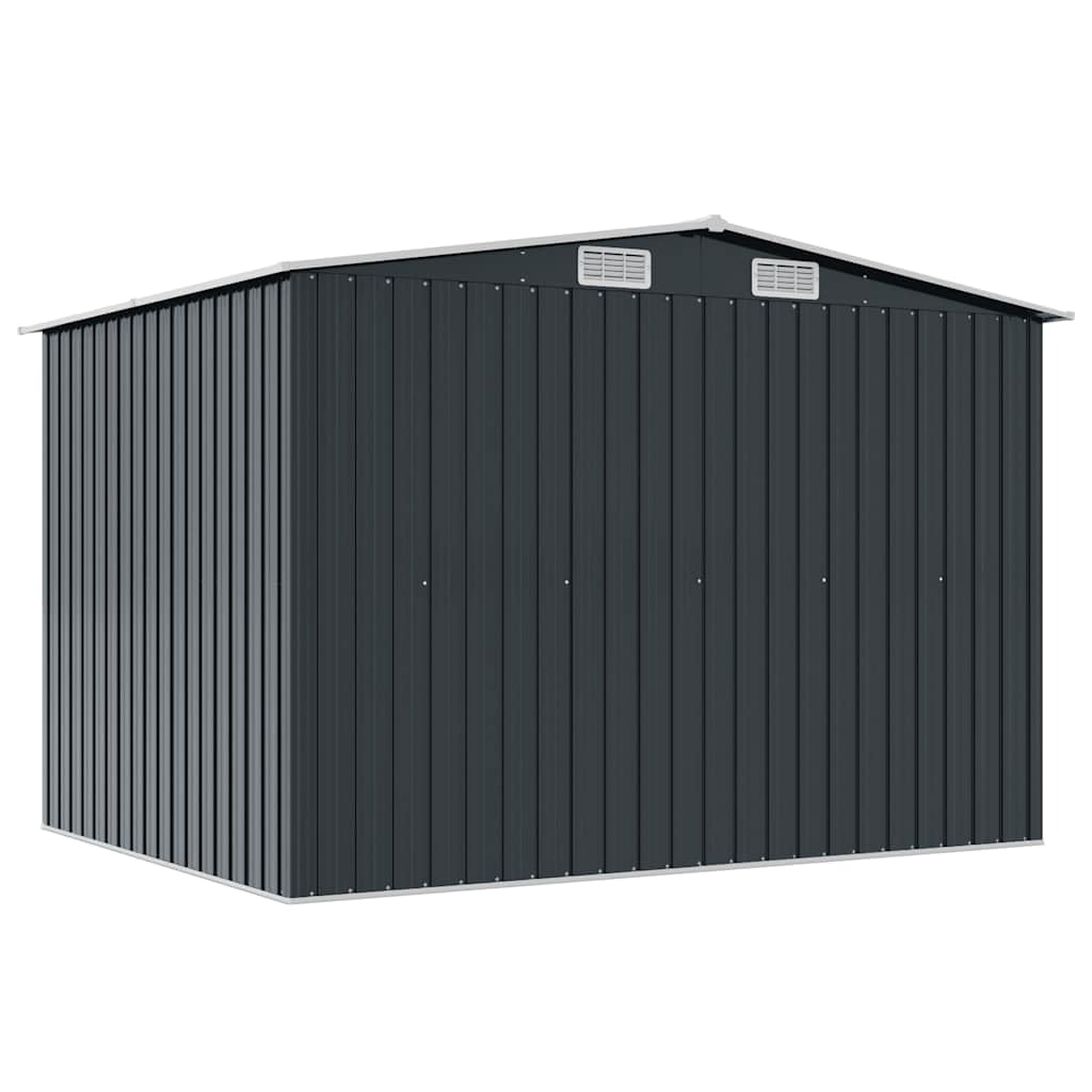 vidaXL Capanno per Attrezzi da Giardino Ventilato Ingresso a Scorrimento Robusto Casetta da Esterno Magazzino Antracite 257x205x178 cm in Acciaio