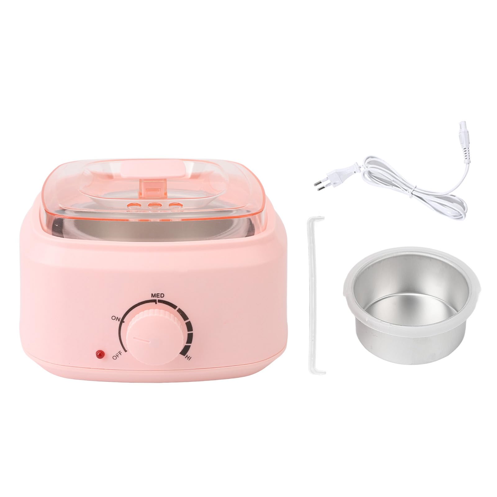 Podgrzewacz do Wosku, Uroczy Podgrzewacz do Wosku w Kolorze Różowym, Zestaw Elektryczny Podgrzewacz do Gorącego Wosku Mini Rose do Depilacji z przezroczystą pokrywką dla (Wtyczka