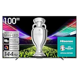 Hisense TV 100U7KQ - 100-inch Mini LED Smart TV, the largest mini LED TV on the market, Quantum Dot Colour, 144Hz Gaming Mode, Full Array Local Dimming, Dolby Vision IQ & Dolby