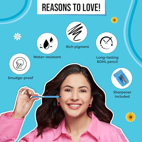 Image of SUGAR POP Pencil Matte Intense Kohl | Vitamin E | Smudge-Proof | Water-Resistant | 1.2 Gms - 01 Black Pack of 1