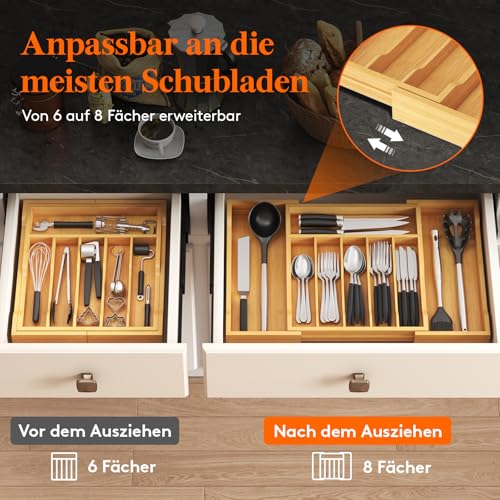 Lifewit Großer Besteckkasten für Schubladen, Tiefe 38 cm – Ansicht 5