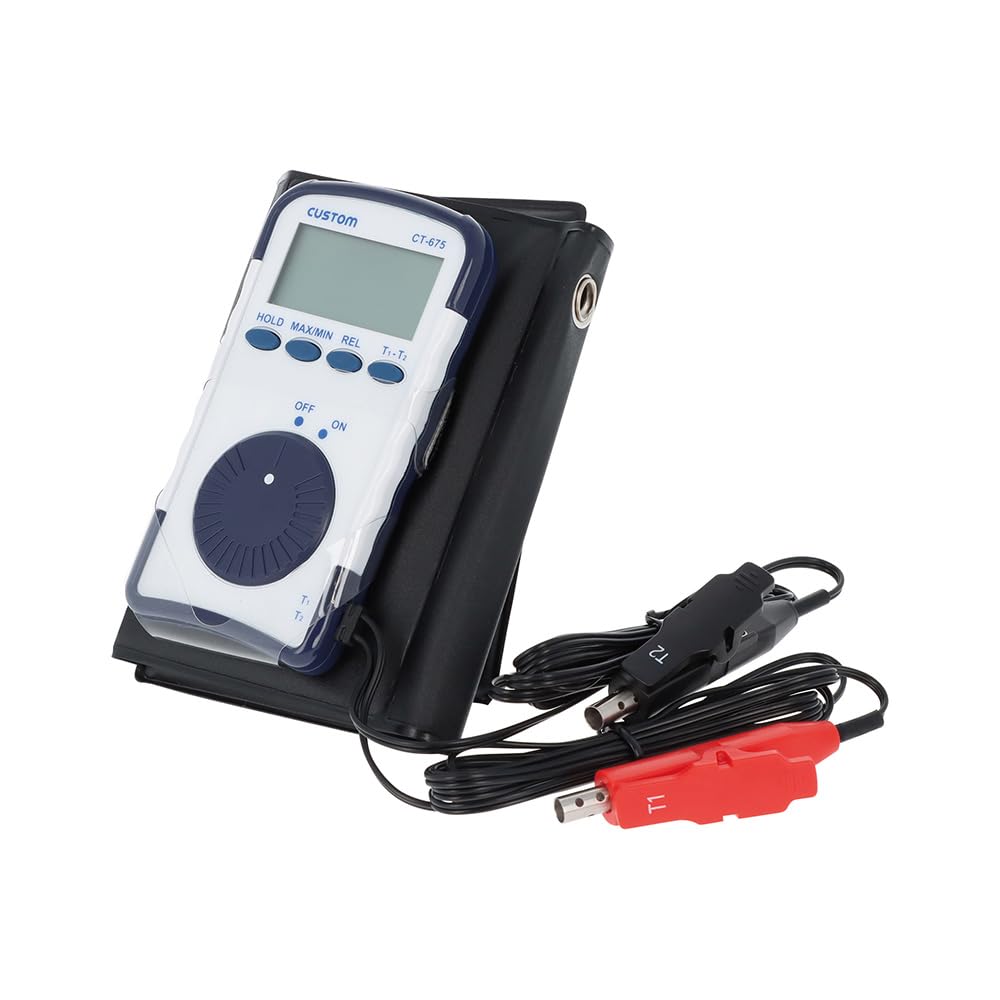 CUSTOM カスタム 空調用 2点計測 デジタル温度計 クリップ式 測定 ロングケーブル CT-675 サーミスタ データホールド 収納ケース付