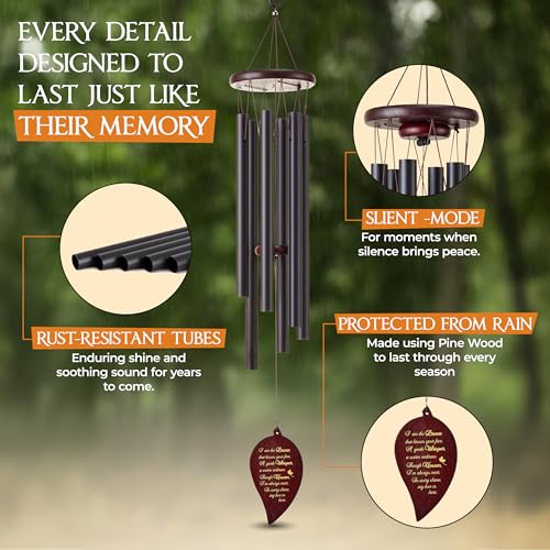Image of 32 Inch Memorial Wind Chimes Outdoor, Sympathy Gifts for Loss of Loved One, Memorial Gifts for Loss of Mom, Sympathy Wind Chimes for Mother, Father, Brother, Sister