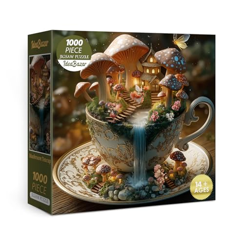 Rompecabezas mágicos de setas y flores para adultos, 1000 piezas, diseño floral con mariposas, plantas y hadas miniatura 1