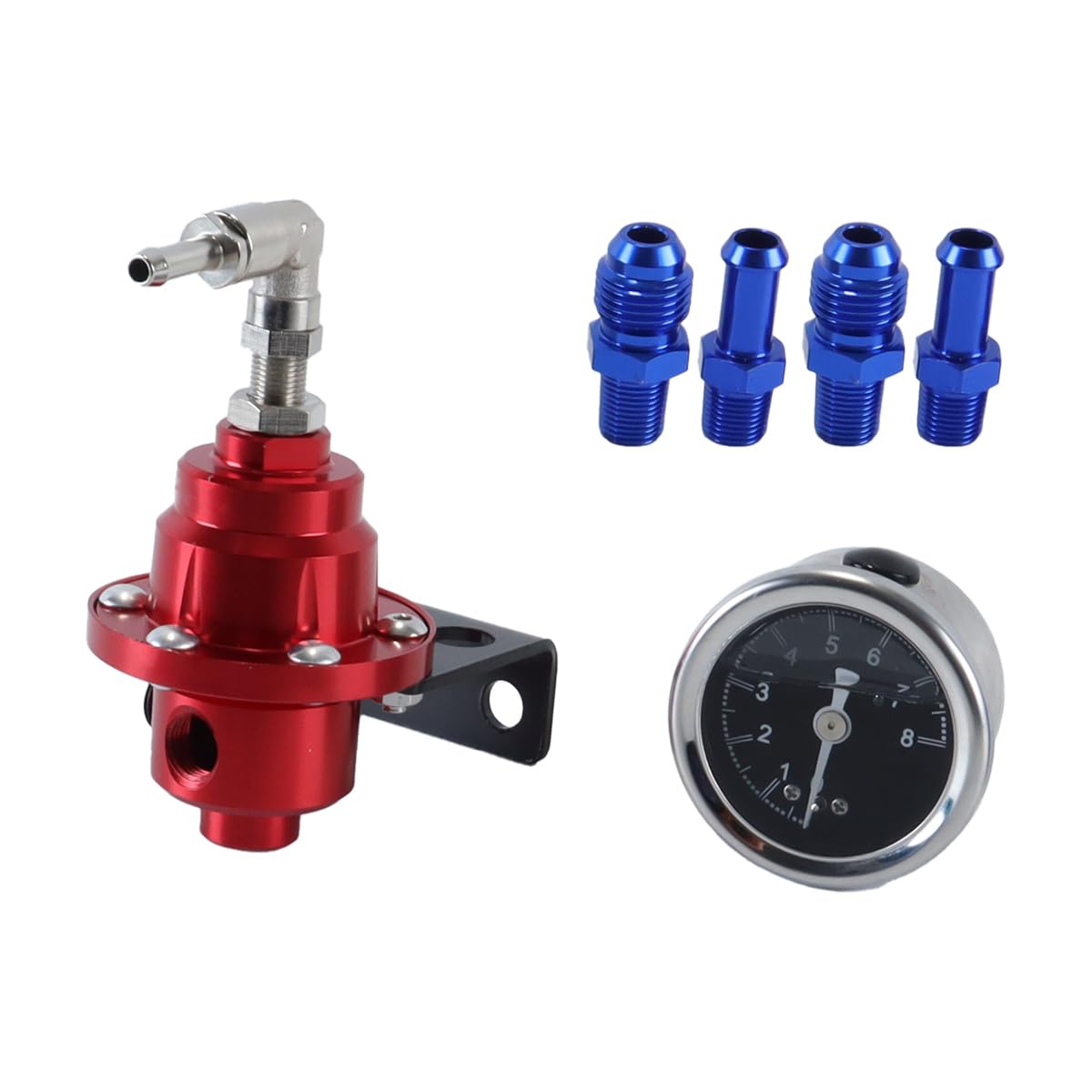 Régulateur de pression de carburant réglable, universel, en aluminium, FPR, avec manomètre, pour voiture, rouge