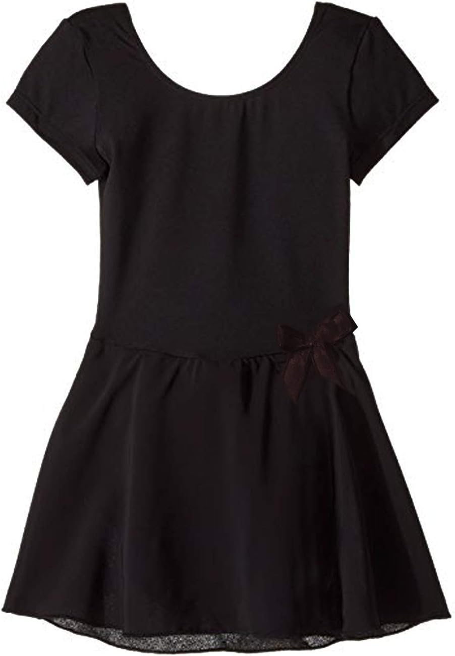 AUKARENY Dance Leotard for Girls, Skirted Short Sleeve, Dance Dress Ballet