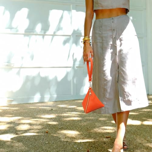Image of Women Synthetic Leather Clutch Wallet Triangle Wristlet Purse with Wrist Strap