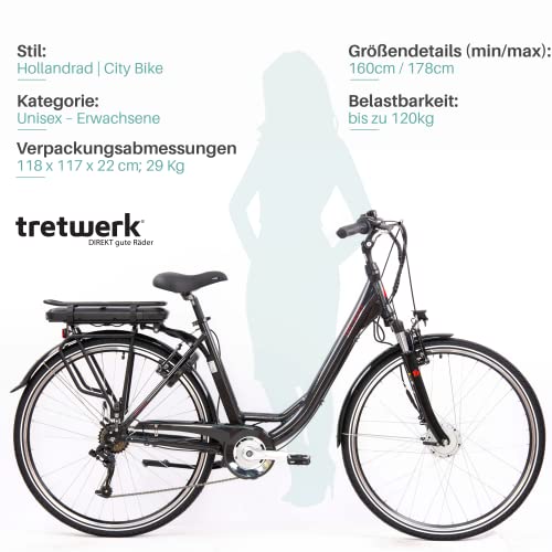 Tretwerk Sao Paulo E-bike, 28 inch, voor dames, met 7 versnellingen Shimano derailleur, elektrische fiets met voormotor… - Afbeelding 6