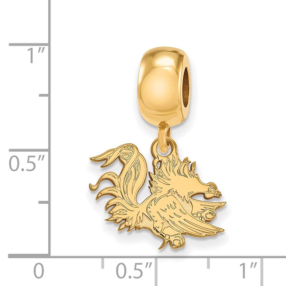 South Carolina Bead Charm Small (1/2 Inch) Dangle (Gold Plated)