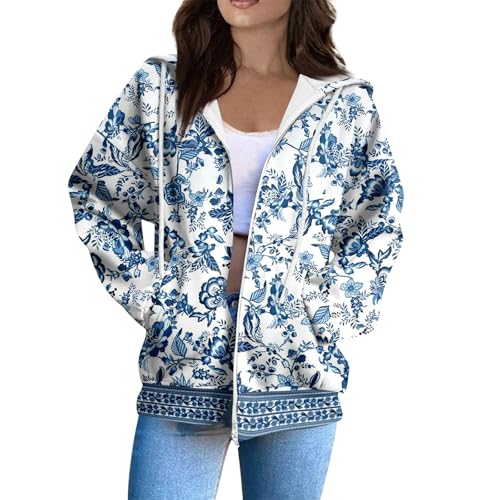Zip Up Hoodie Women Casual Oversized Sweatshirts - Fall Fashion Fleece Lined Jacket - Thick Warm Coat Winter Clothing