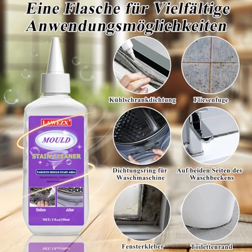 150ml Mould Stain Remover Gel mit Pinsel, Haushalts Mould & Mildew Reiniger, Effektiver Schimmelflecken-Reiniger-Gel für Waschmaschine… – Ansicht 6