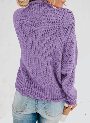 Image of Dokotoo Womens 2026 Winter Fall Solid Turtleneck High Neck Balloon Long Sleeve Sweaters Pullover Outerwear