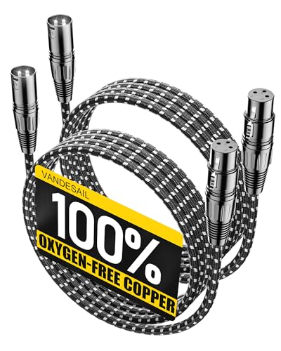 VANDESAIL XLR Cables XLR Kabel 5 Fuß 2er Pack Mikrofonkabel, 3-polig, sauerstofffreies Kupfer (OFC), geflochtenes Nylon, kurzes Mikrofonkabel, 1.5 m