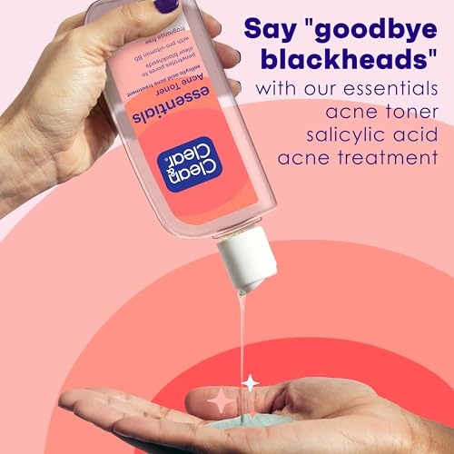 Image of Clean & Clear Essentials Oil-Free Acne Toner, 2% Salicylic Acid Acne Treatment with Pro-Vitamin B5, Deep Pore Facial Toner for Blackheads & Pimples, Fragrance Free, 8 fl. oz