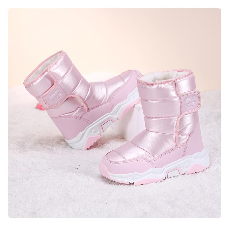 Girls Waterproof Warm Snow Boots for Toddler Winter Cold Weather Non Slip Hiking Boots Resistant Cold Weather Outdoor Shoes with Fur Lining for Little Kids4