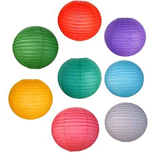 Just Artifacts 8 Assorted 8-Inch Chinese Paper Lanterns (Assorted Colors, 8-Inch) - Item as Pictured