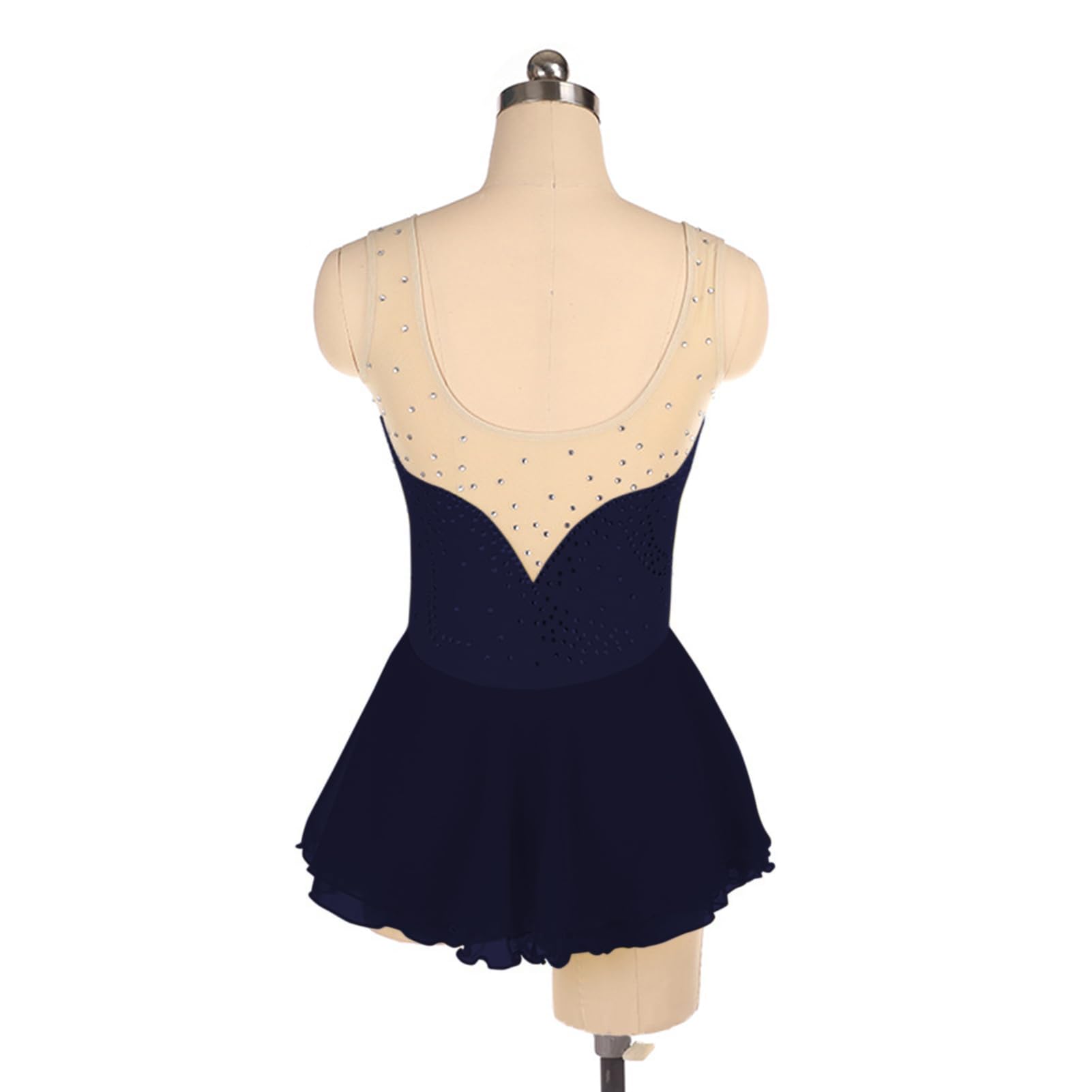 Vestito da Pattinaggio Artistico con Diamanti, Body da Balletto Danza Vestito da Ballo, Chiusura con Gancio Posteriore, per Ragazze Ad Alta Elasticità