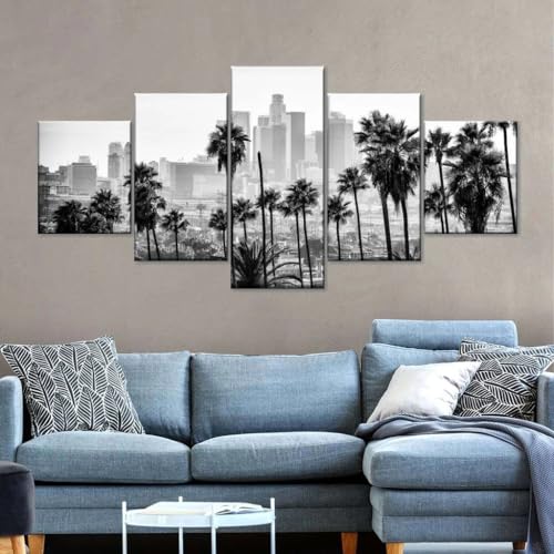 Tableaux décoratifs muraux salon Los Angeles triptyque 5 pièces