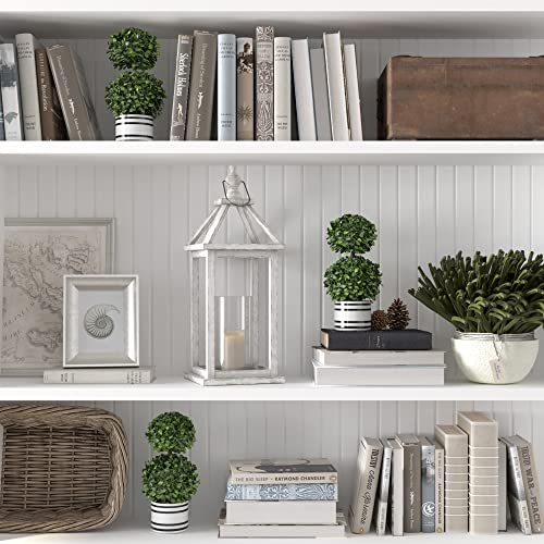 Barnyard Designs Set Of 2 (12.5") Artificial Boxwood Topiary Potted Plant Decorations, Mini Faux Fake Plant Greenery Arrangements In Pots For Office Desk Or Home Decor, 5.5" X 12.5" #TOP4