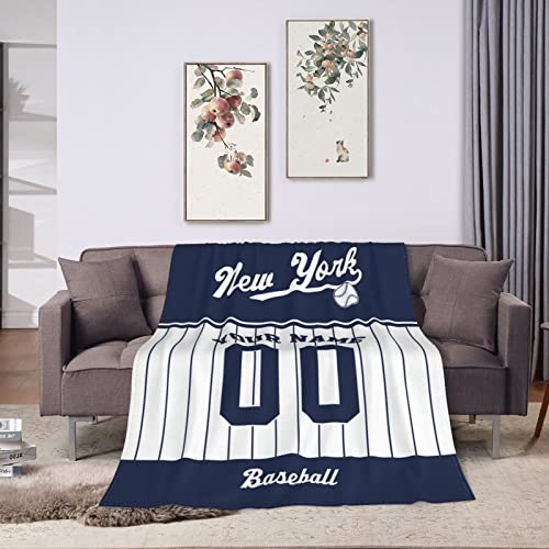 JAVON Custom Baseball City Plush Throw Blanket Personalized Any Name and Number for Men Women Youth Gift