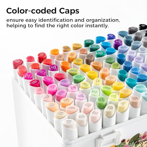 Image of Ohuhu Alcohol Markers 108 Colors Fine& Slim Broad for Architectural Design | Dual Tips Alcohol-based Refillable Art Markers for Artists Adults Coloring Drawing Illustration, Kaala