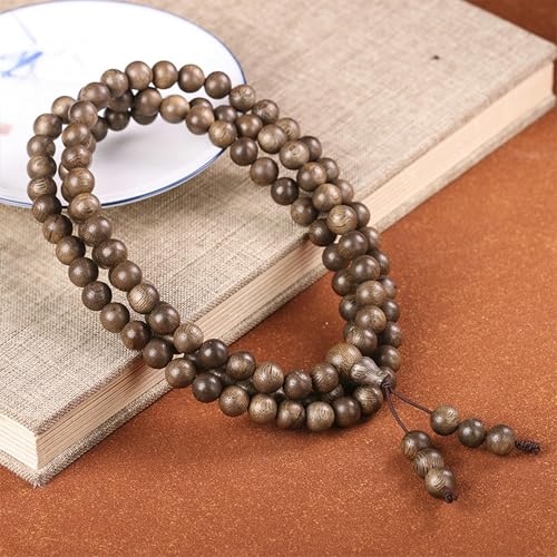 Bracelet en Bois d'agar Ancien de Brunei, Collier de 108 Perles bouddhistes, 8mm