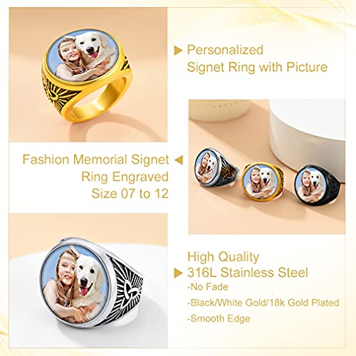 Custom4U Personalized Rings for Men,Photo & Name Engraved Sizes 7 - image 5