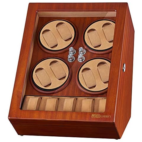 JQUEEN Watch Winder for 8 Automatic Watches with 5 Display Storage Spaces for All Size Watches, Brown(EW) Cover