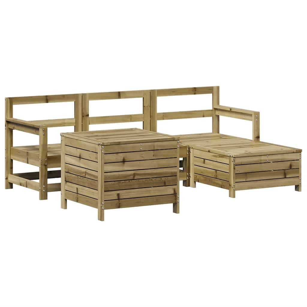 Makastle Salon de Jardin Modulaire 5 pcs Bois de Pin Brun