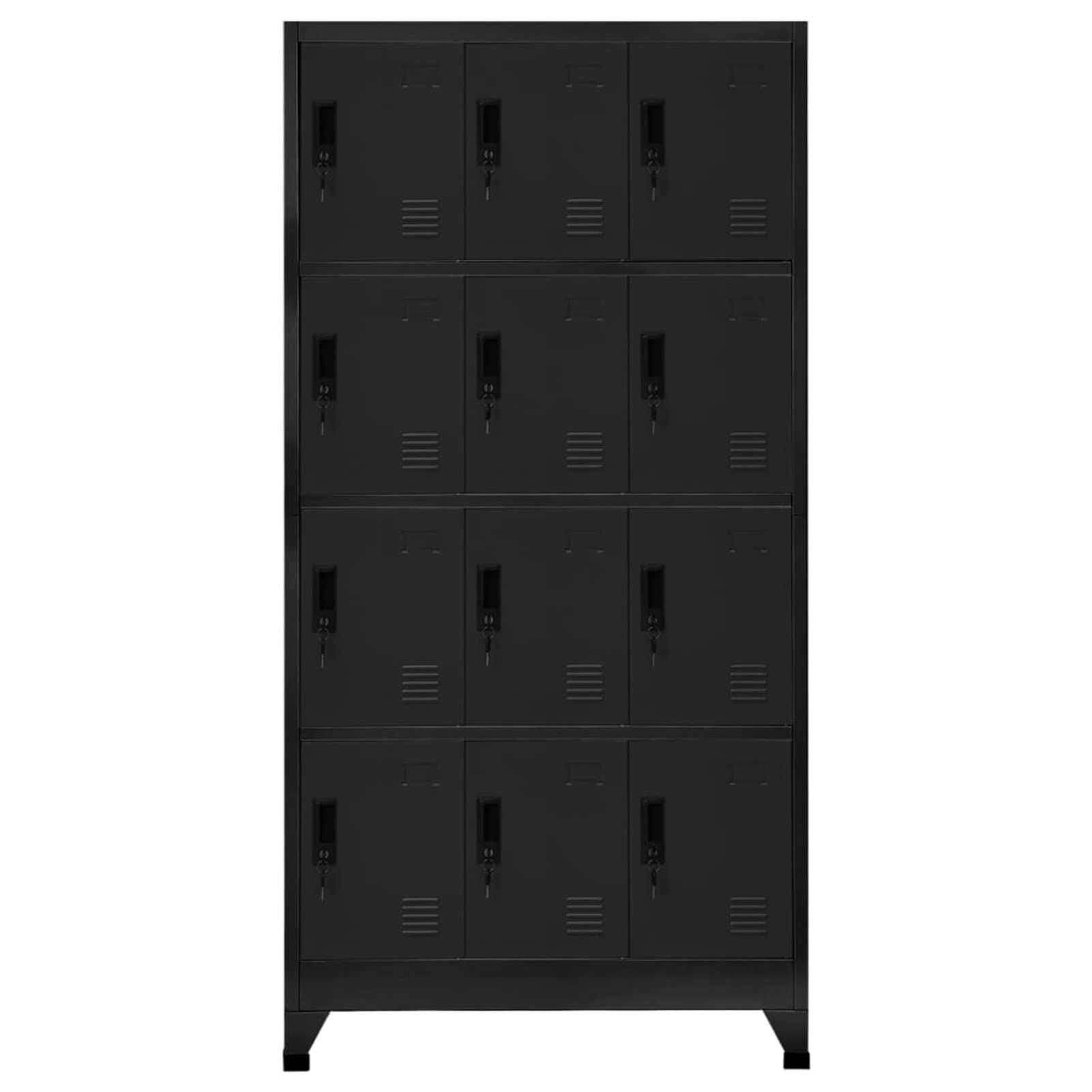 Tidyard Armadio,Armadietto,Schedario,per Uffficio,Spogliatoio,con 12 Scomparti,in Acciaio,Nero,90x45x180 cm,Armadio Armadietto Spogliatoio Sporco Pulito,Armadietto Metallo,Armadio in Metallo Acciaio