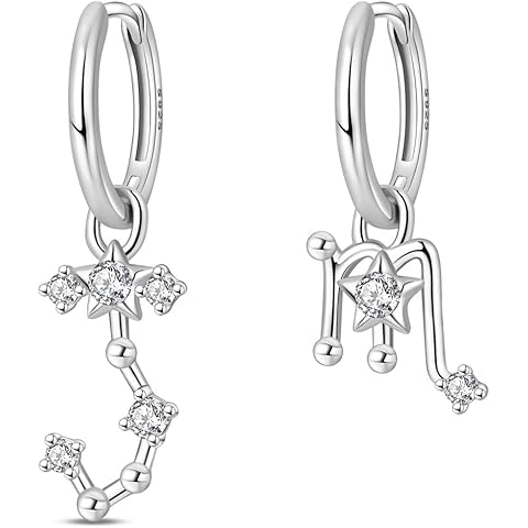 925 Sterling Silver Drop Earrings for Women, Zodiac Dangle Earrings Hypoallergenic ...
